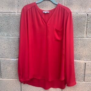 Pleione Vibrant Red Longsleeve Blouse
